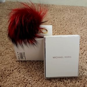Original Michael Kors antique rose pom pom keycharm